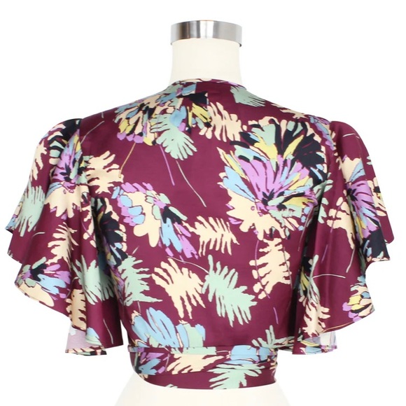 Trashy Diva. ZIGGY WRAP TOP - BORDEAUX FERNS - Picture 2 of 7